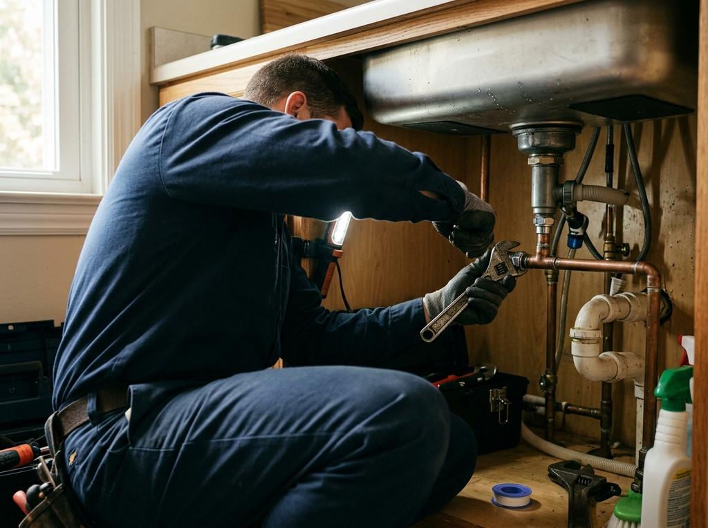 Licensed Lake County plumber at work